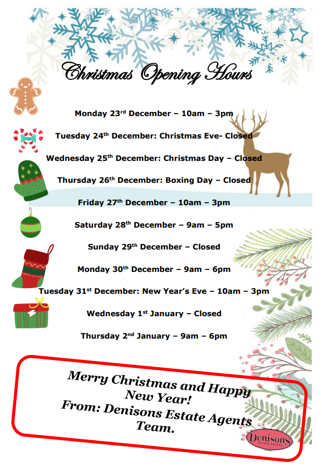 Denisons Christmas Opening Hours